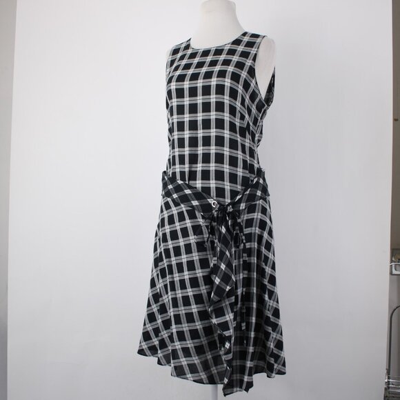 Rag Bone Dress Sz M Black White Sheer Check Sleeveless 100% Cotton Dress - Picture 5 of 16